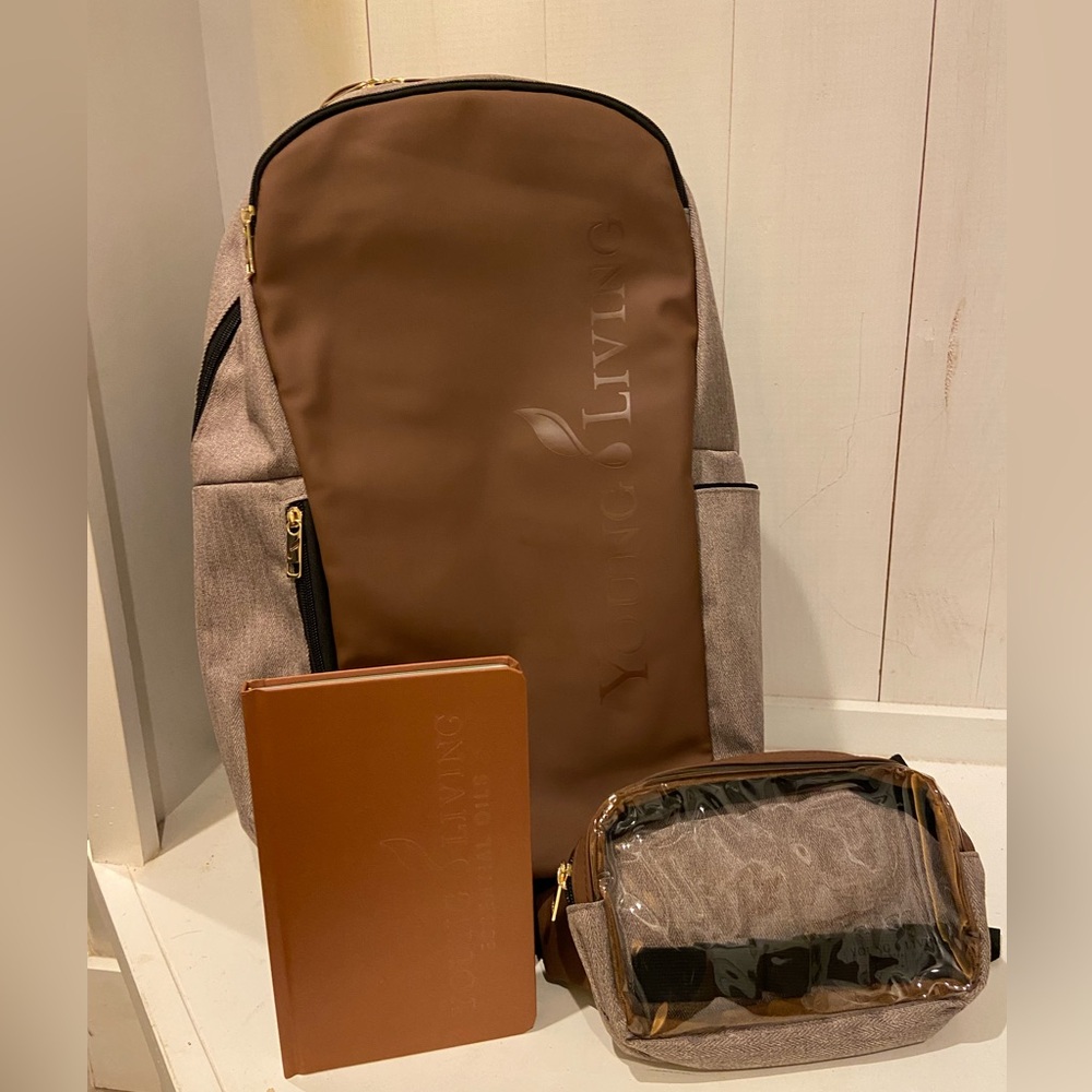 Young Living essential oils backpack, oils belt bag & notebook trio. NEW
